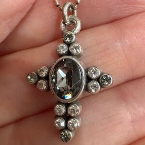 Brighton Silver and Black Cross Necklace